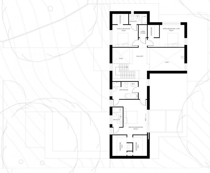 แบบแปลน แบบบ้านร่วมสมัย 2 ชั้น โทนสีดำ