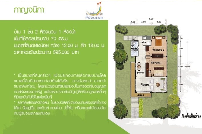 แบบบ้านเดี่ยวชั้นเดียว รูปทรงเรียบง่ายสวยสบายตา บ้านกาญจนิกา